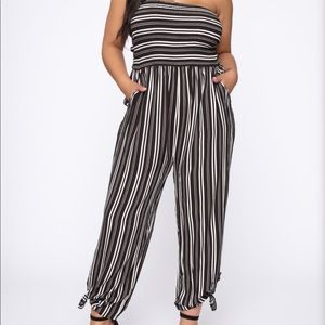 Strapless jogger romper plus size jumpsuit